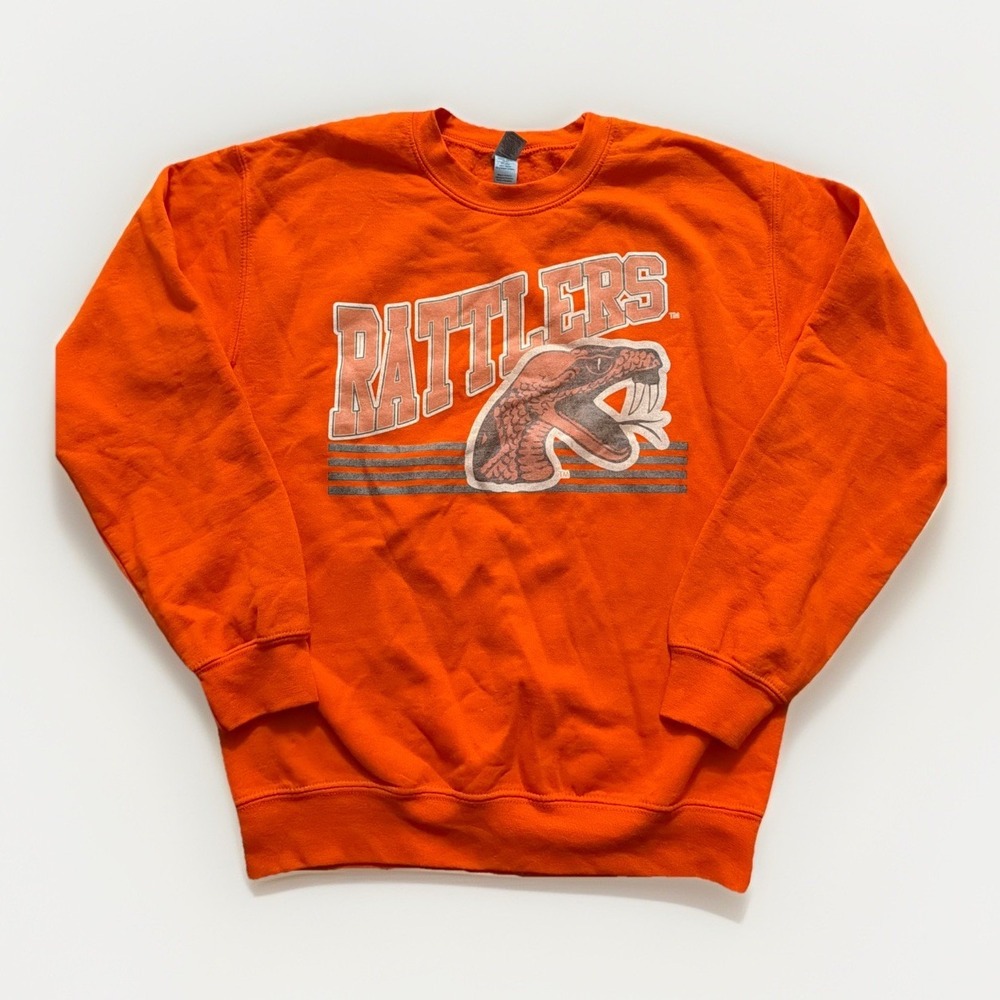 Vintage Florida A&M Rattlers FAMU Gildan Orange Snake Graphic Pullover Small